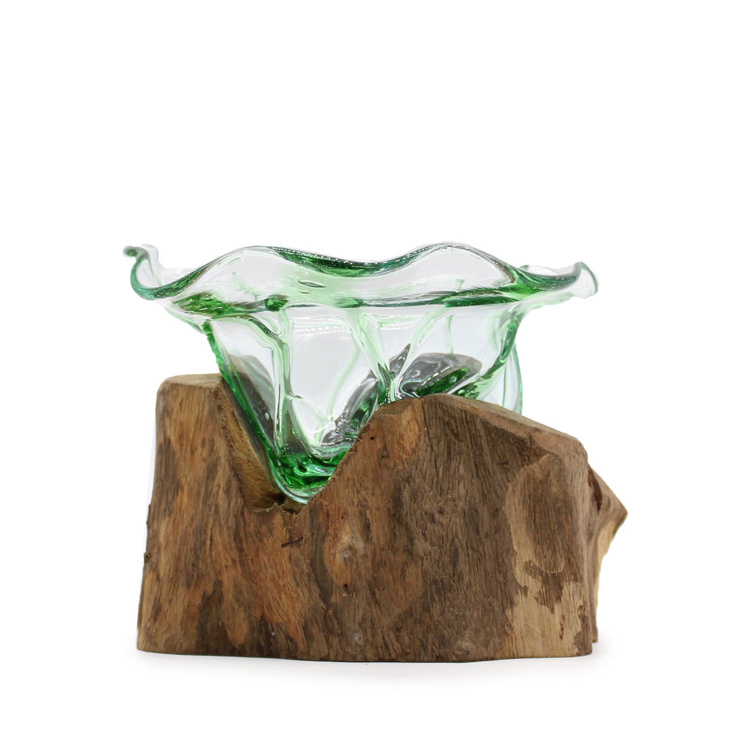 Grote Kom op Hout - Gerecycleerde Flessen - Cozy Home Store