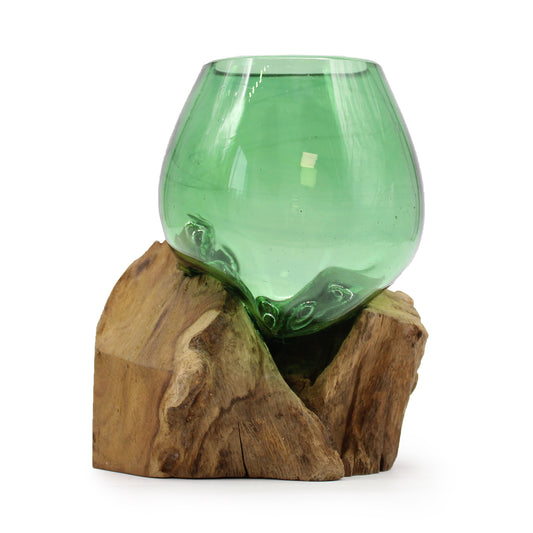 Kleine Kom op Hout - Gerecycleerde Glas - Cozy Home Store