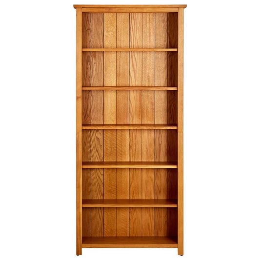 Boekenkast Met 6 Schappen 80X22,5X180 Cm Massief Eikenhout