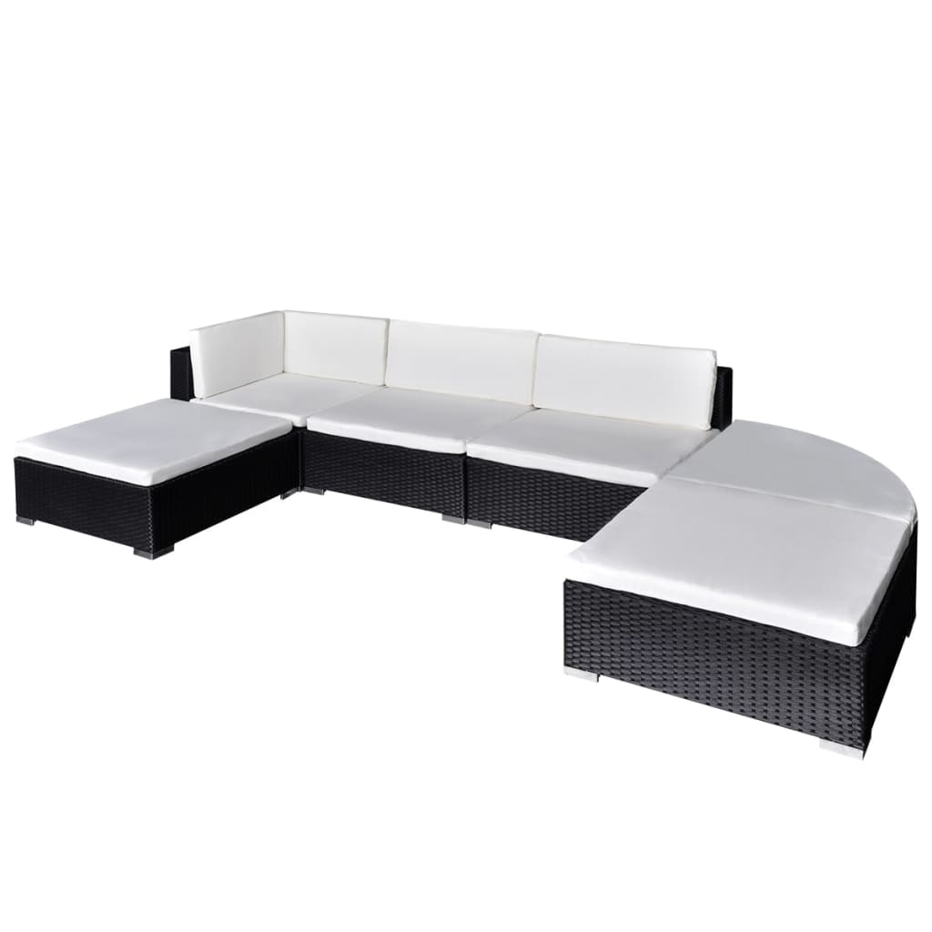 6-Delige Loungeset Met Kussens Poly Rattan Bruin