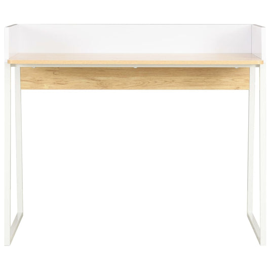 Bureau 90X60X88 Cm Wit En Eikenkleurig