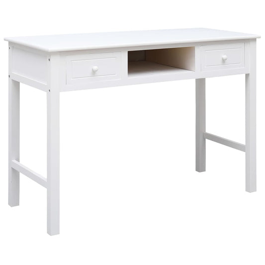 Bureau 108X45X76 Cm Massief Paulowniahout Wit