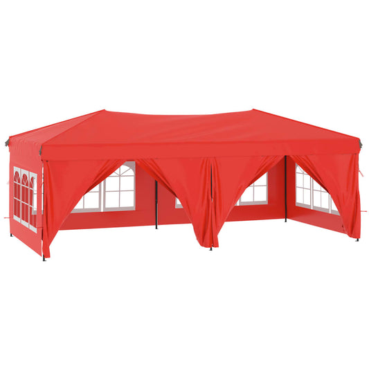 Partytent Inklapbaar Met Zijwanden 3X6 M Rood