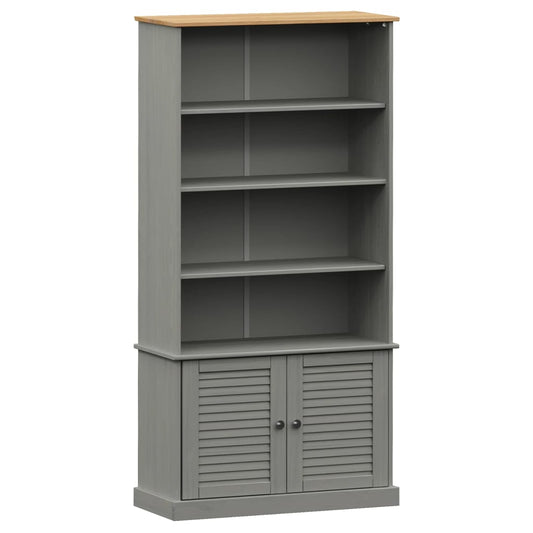 Boekenkast Vigo 85X35X170 Cm Massief Grenenhout Grijs