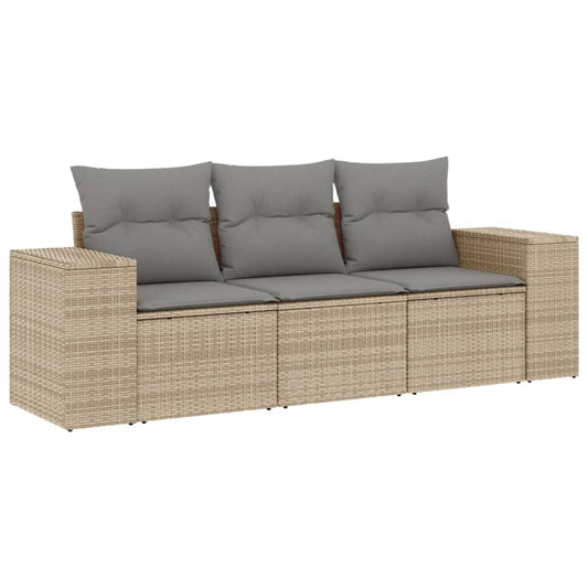 3-Delige Loungeset Met Kussens Poly Rattan