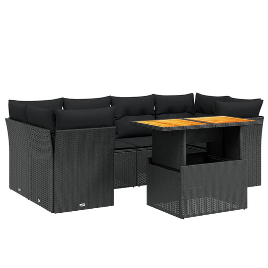 7-Delige Loungeset Met Kussens Poly Rattan
