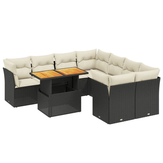 9-Delige Loungeset Met Kussens Poly Rattan