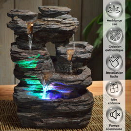 Kamerfontein met verlichting | 35 cm | Rotsachtig natuurlandschap - Cozy Home Store