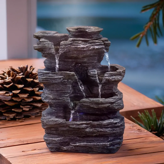 Kamerfontein met verlichting | 35 cm | Rotsachtig natuurlandschap - Cozy Home Store