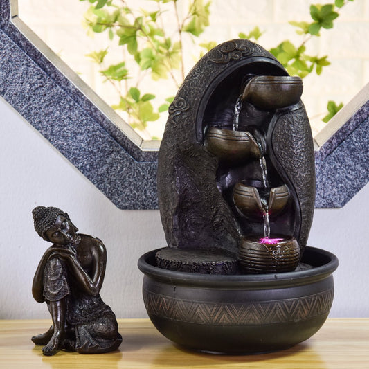 Binnenfontein met LED verlichting - KRISHNA - 40 cm - Cozy Home Store