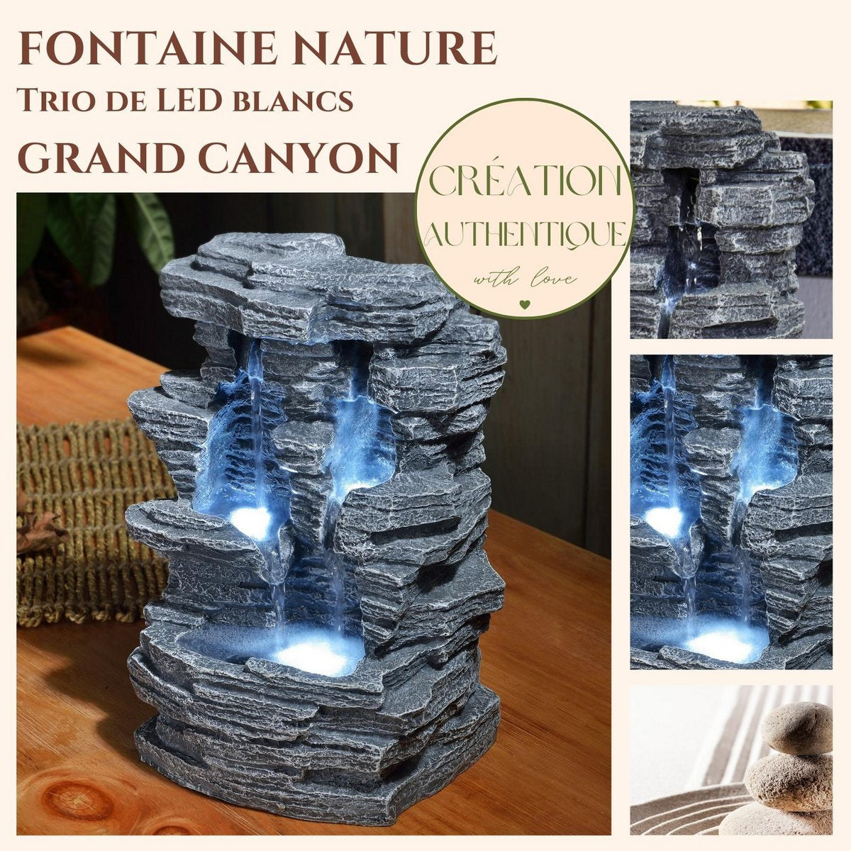 Binnenfontein met verlichting - GRAND CANYON - 28 cm - Cozy Home Store 