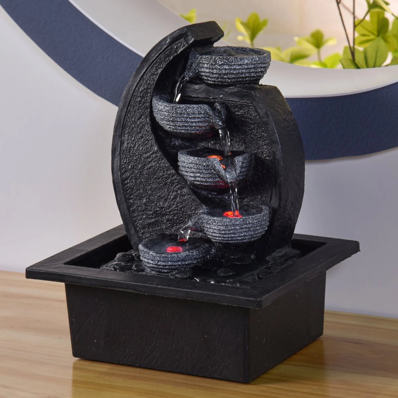 Binnenfontein met LED verlichting - CASCADE - 26 cm - Cozy Home Store 