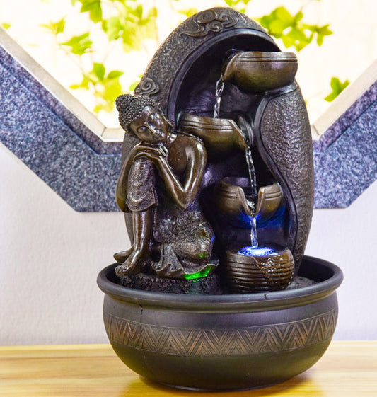 Binnenfontein met LED verlichting - KRISHNA - 40 cm - Cozy Home Store 