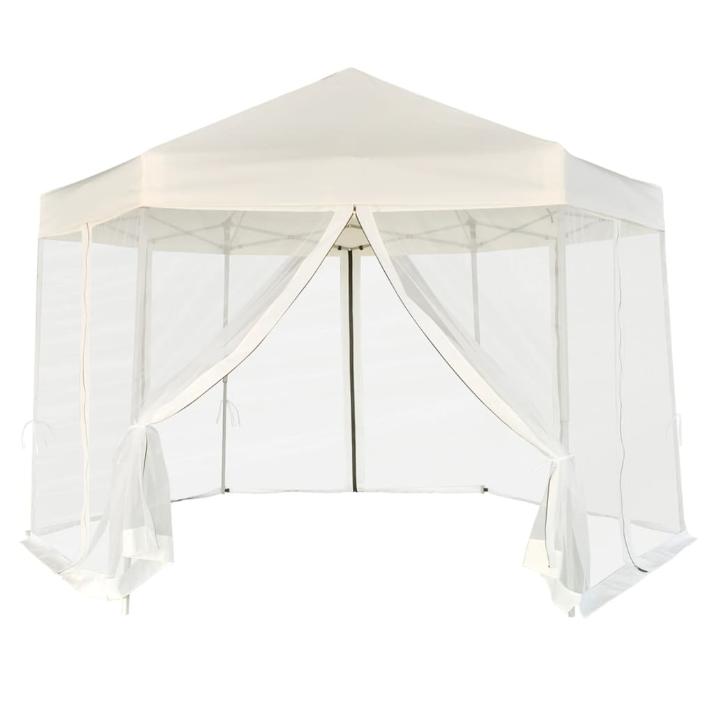 Partytent Met Wanden Zeshoekig 3,6X3,1 M Taupe 220 G/M²