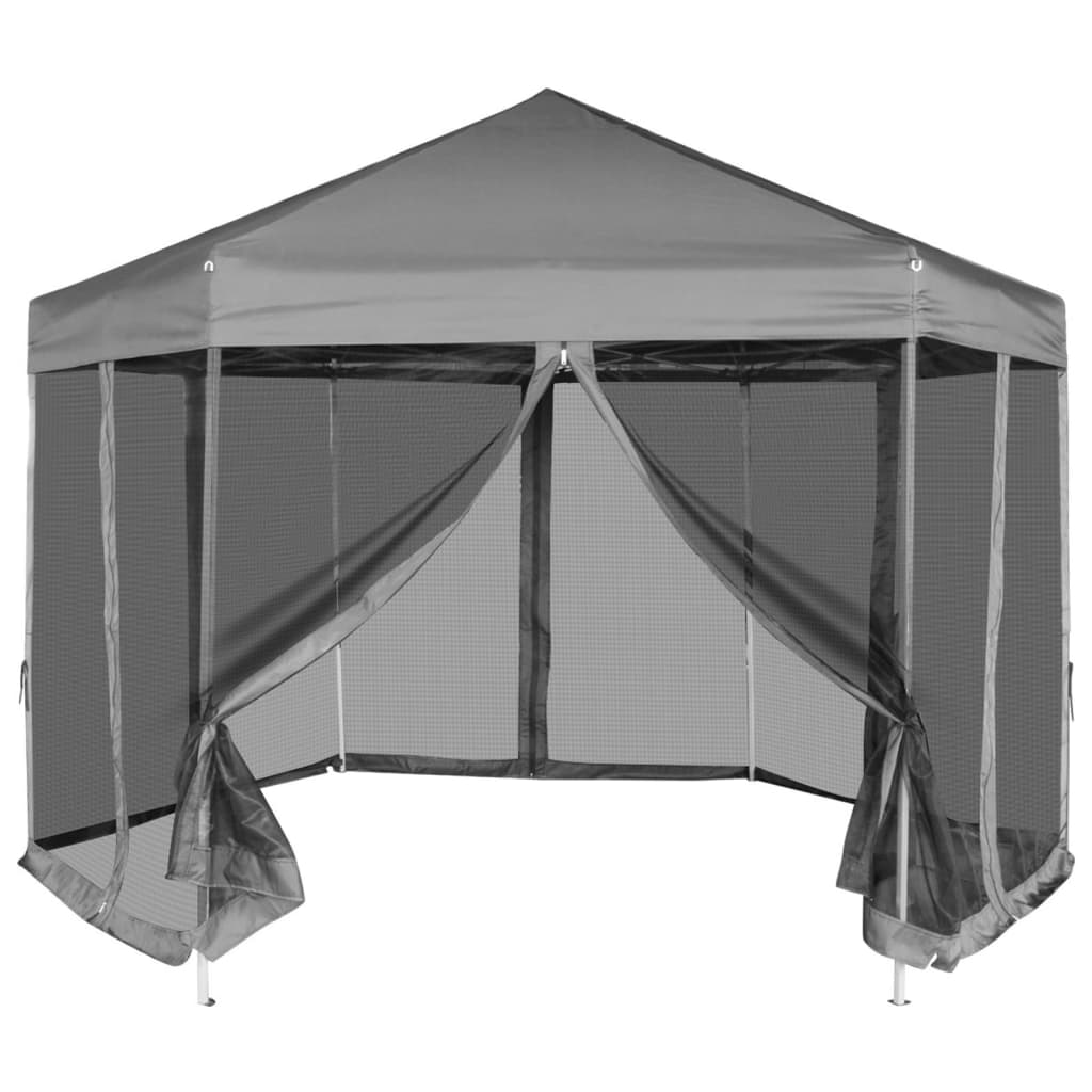Partytent Met Wanden Zeshoekig 3,6X3,1 M Taupe 220 G/M²