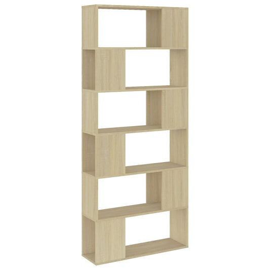 Boekenkast/Kamerscherm 80X24X186 Cm Spaanplaat Sonoma Eiken