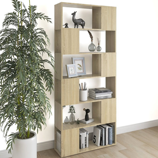 Boekenkast/Kamerscherm 80X24X186 Cm Spaanplaat Sonoma Eiken