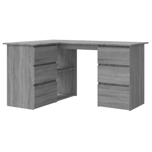 Hoekbureau 145X100X76 Cm Bewerkt Hout Grijs Sonoma Eikenkleurig