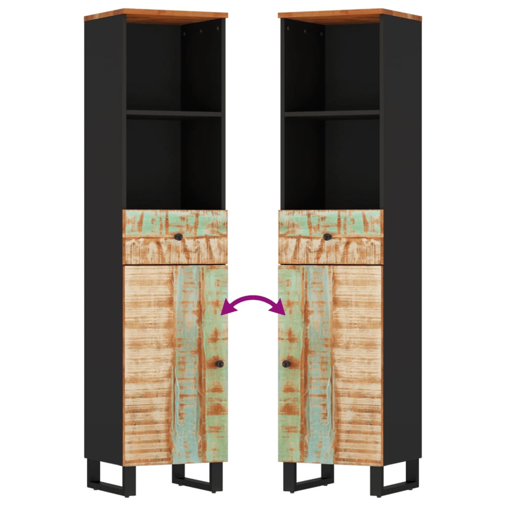 3-Delige Badkamermeubelset Massief Gerecycled Hout