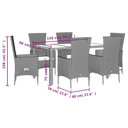 7-Delige Tuinset Met Kussens Poly Rattan Beige