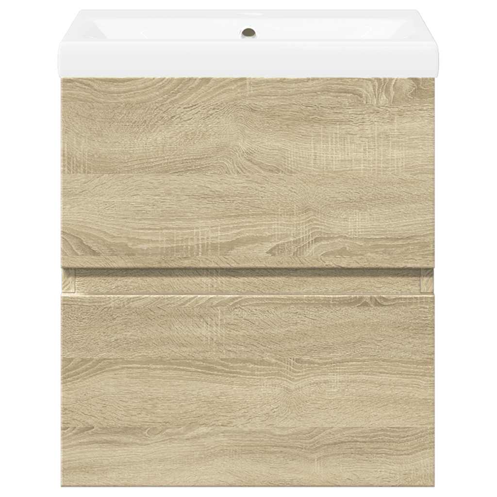 2-Delige Badkamermeubelset Bewerkt Hout Kleurig Sonoma Eiken