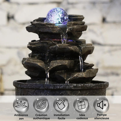 Binnenfontein met LED verlichting - LITTLE ROCK - 25 cm - Cozy Home Store 