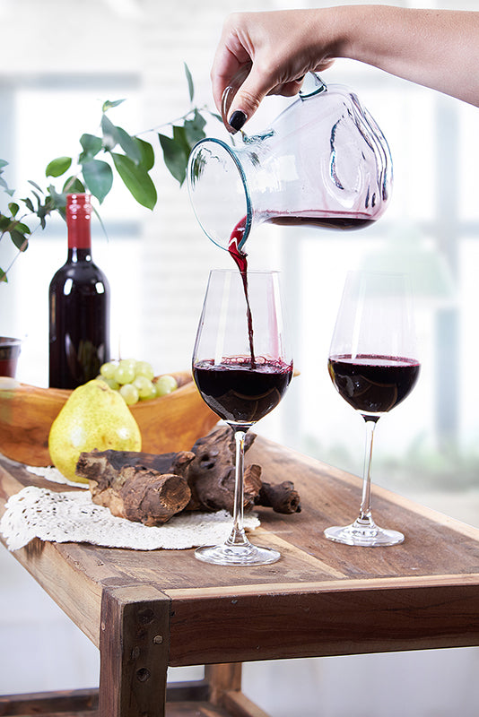 Gesmolten Glas op Houten Stronk - Water/Wijn Kan - Cozy Home Store 