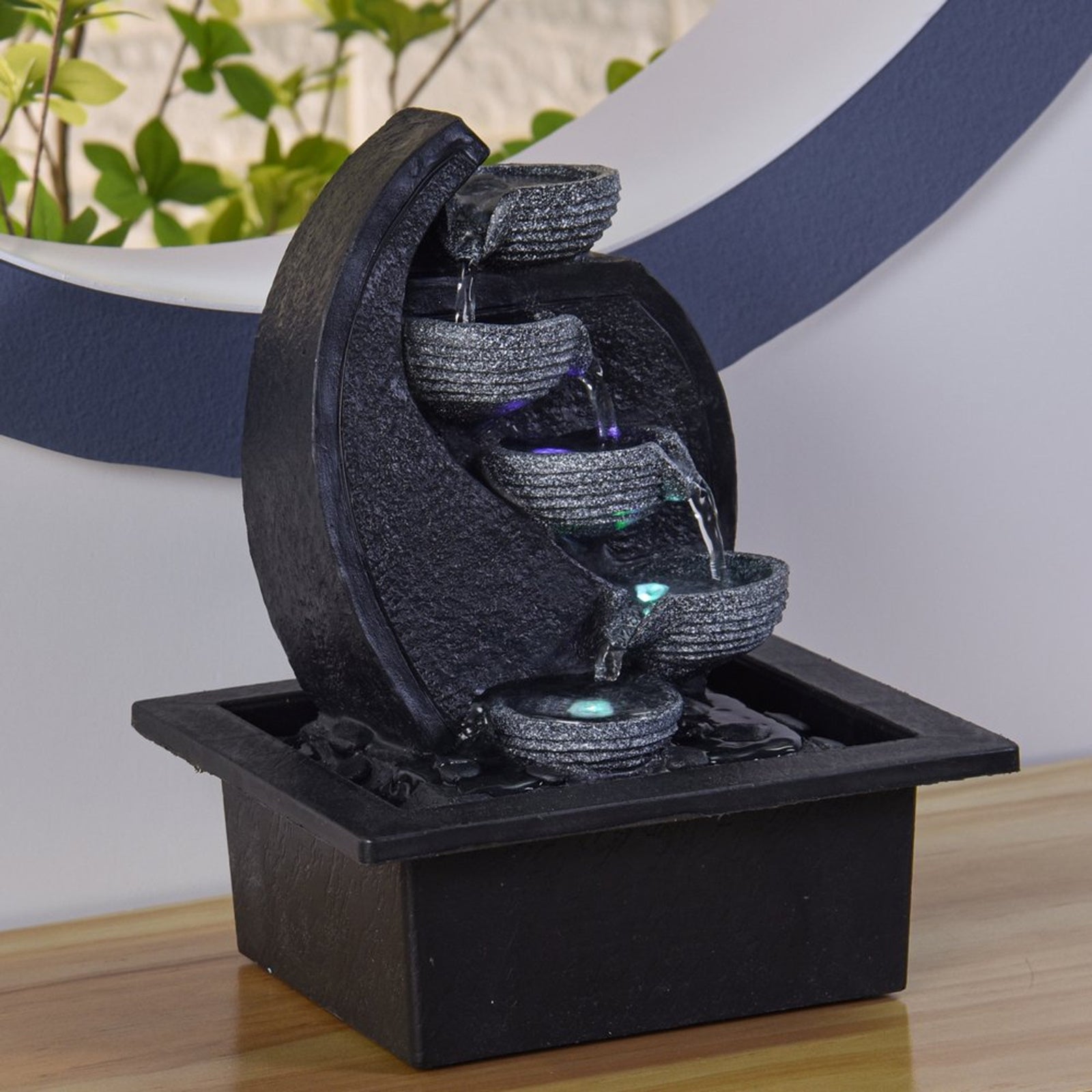 Binnenfontein met LED verlichting - CASCADE - 26 cm - Cozy Home Store 