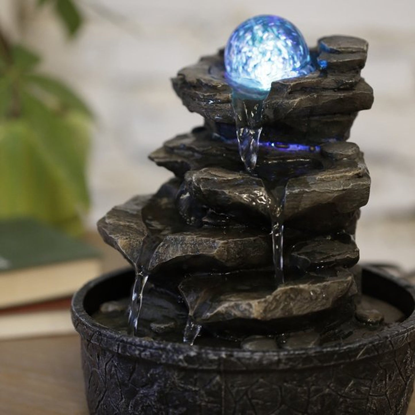 Binnenfontein met LED verlichting - LITTLE ROCK - 25 cm - Cozy Home Store 